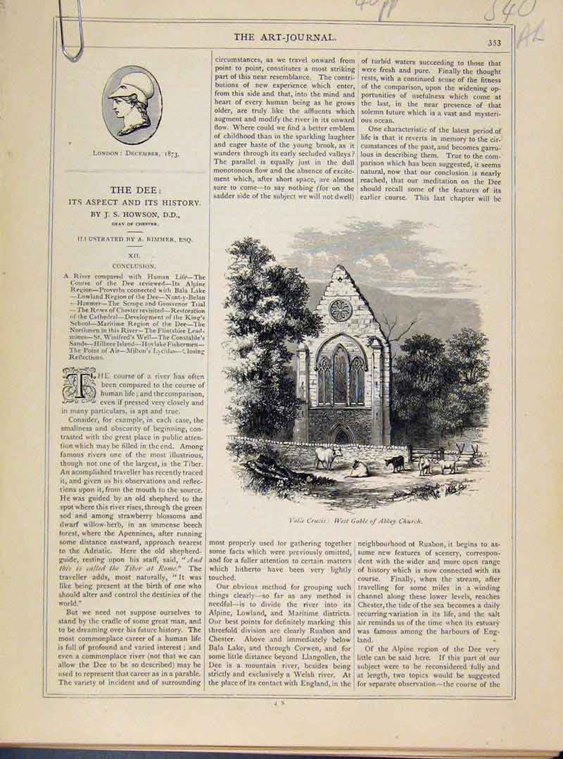 Original Old Antique Print The Dee History Aspect Art Journal Engraving