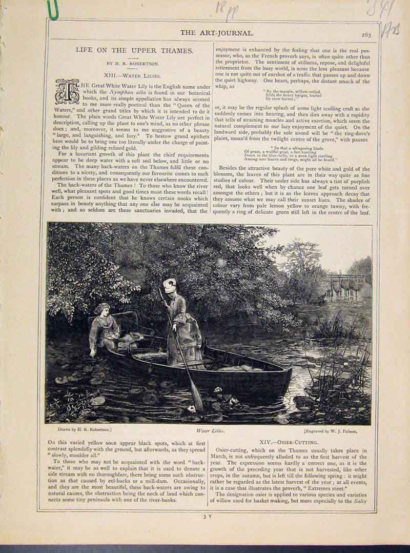 Original Old Antique Print Art Journal Life On Upper Thames Engraving
