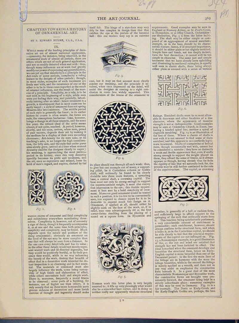 Old Antique Print Chapters Towards History Ornamental Art Journal C1873 19th