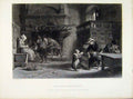 Original Old Antique Print Homely Meal Brittany C1876 Fine Art Steel Engraving