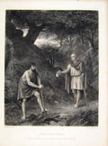 Original Old Antique Print Timon Flavius Steel Engraving C1876 19th