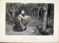 Original Old Antique Print Shrine In The Forest Steel Engraving C1876 Art 19th