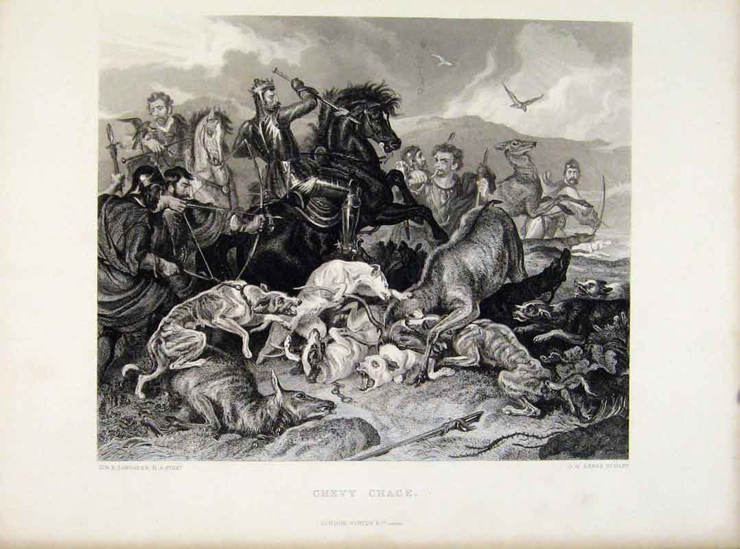Original Old Antique Print Chevyy Chace C1876 Steel Fine Art Engraving Victorian