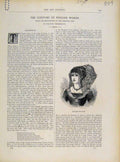 Original Old Antique Print Costume Engish Woman Fine Art C1876 19th