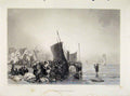 Original Old Antique Print C1875 Engraved Plate By Lewis The Fish Market 19th