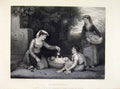 Original Old Antique Print Engraved By Hastlaek C1875 An Italian Family 19th