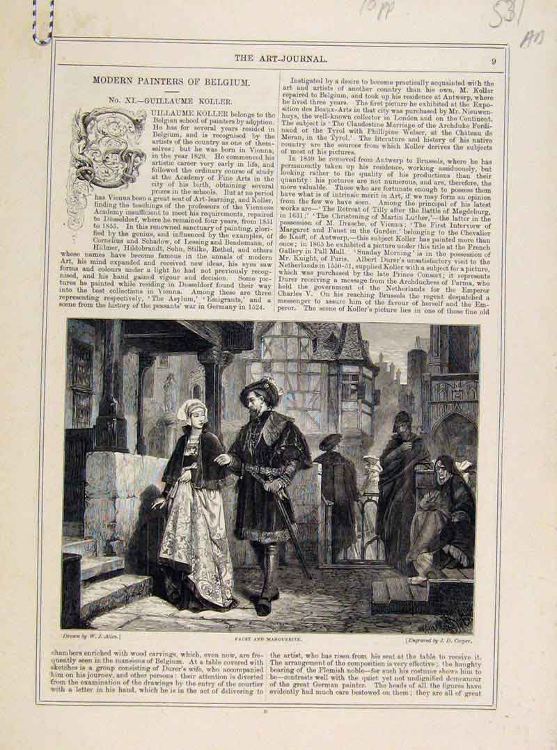 Original Old Antique Print Modern Painters Belgium Art Journal C1875 Victorian