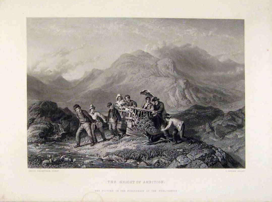 Original Old Antique Print Height Ambition Engraved Plate By Thompson