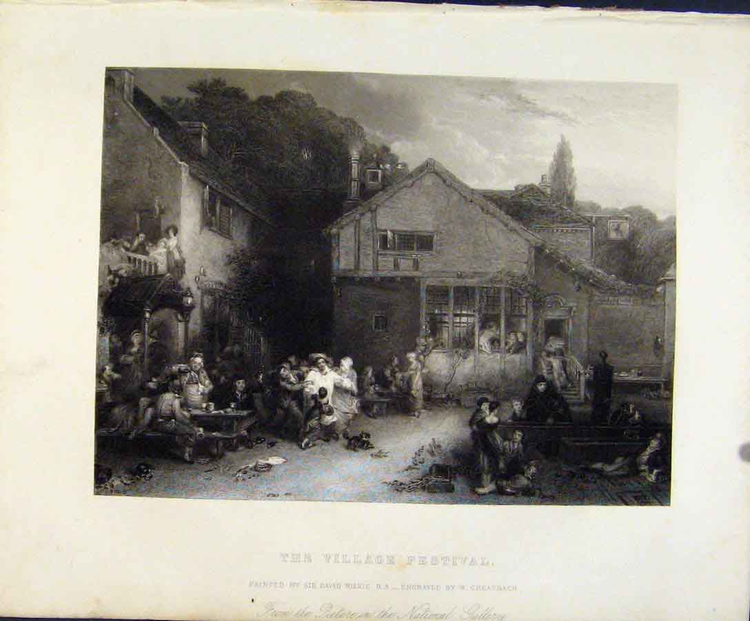 Old Antique Print Village Festival Engraved Plate By Greatbach C1847 Art 19th