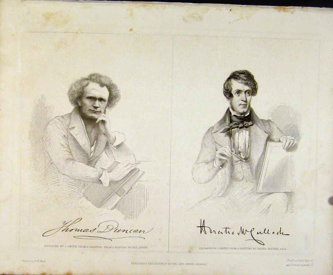 Old Antique Print Signatured Portraits Engraved Plates By Smyth C1847 Art 19th