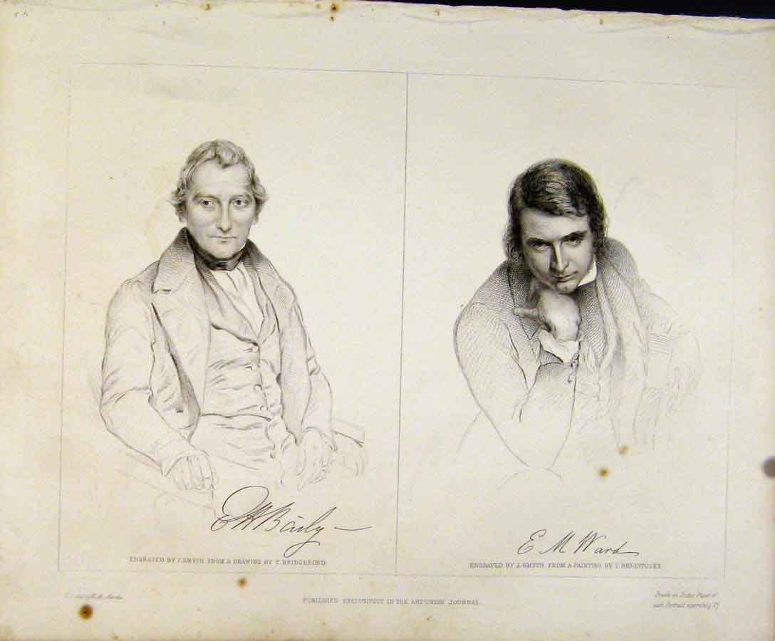 Original Old Antique Print Signatured Portraits Engraved Plates By Smyth 19th