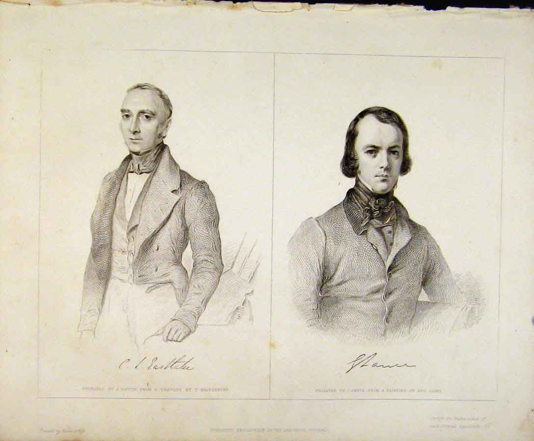 Original Old Antique Print Smyth Engraved Portrait Plates C1847 Art Victorian