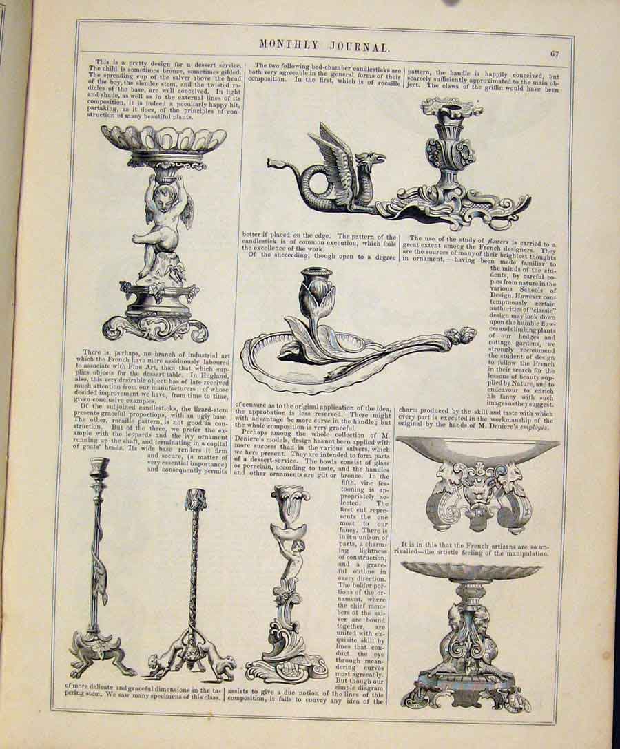 Old Antique Print Industrial Arts In France C1847 Art Union Month Journal 19th