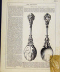 Original Old Antique Print Art Union C1847 Carved Spoons By Rogers Victorian