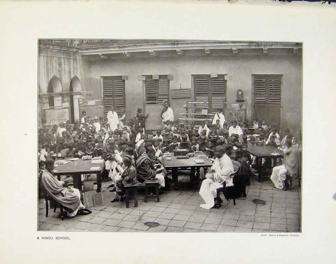 Original Old Antique Print Hindu School Famous London Council Photographs C1910