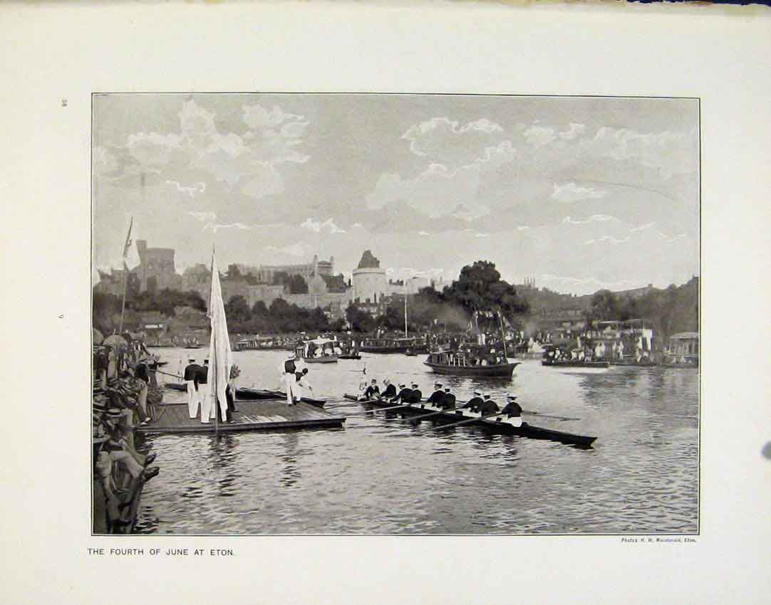 Original Old Antique Print Fourth June Eton Mc Gill University Montreal Photos