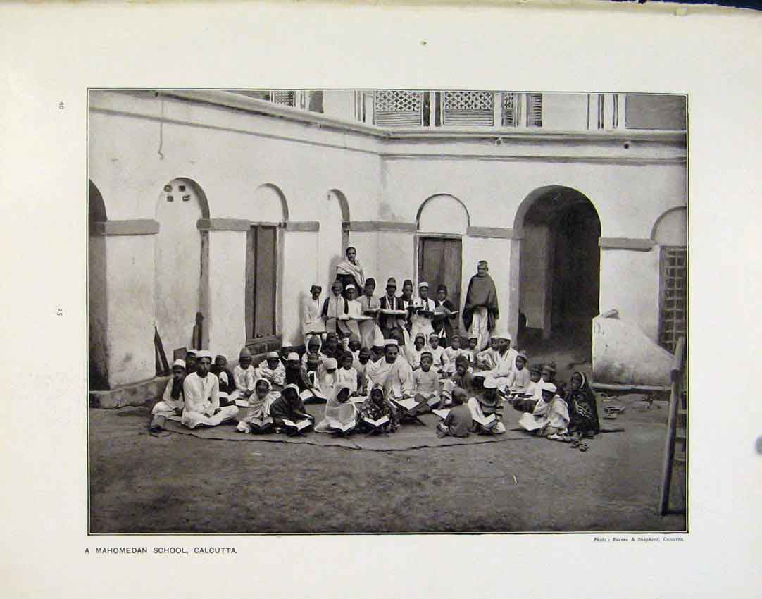 Old Antique Print Mahomedan School Calcutta Dutch Children School Africa