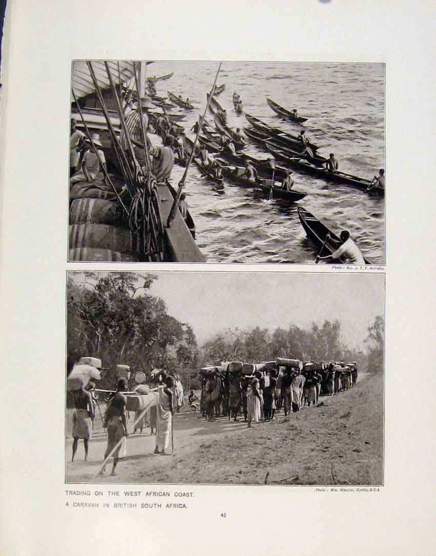 Antique Old Print Trading West Africa Caravan Saskatchewan Trader Norfolk