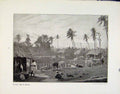 Original Old Antique Print Village Life Benagl Two Typical Houses Photo