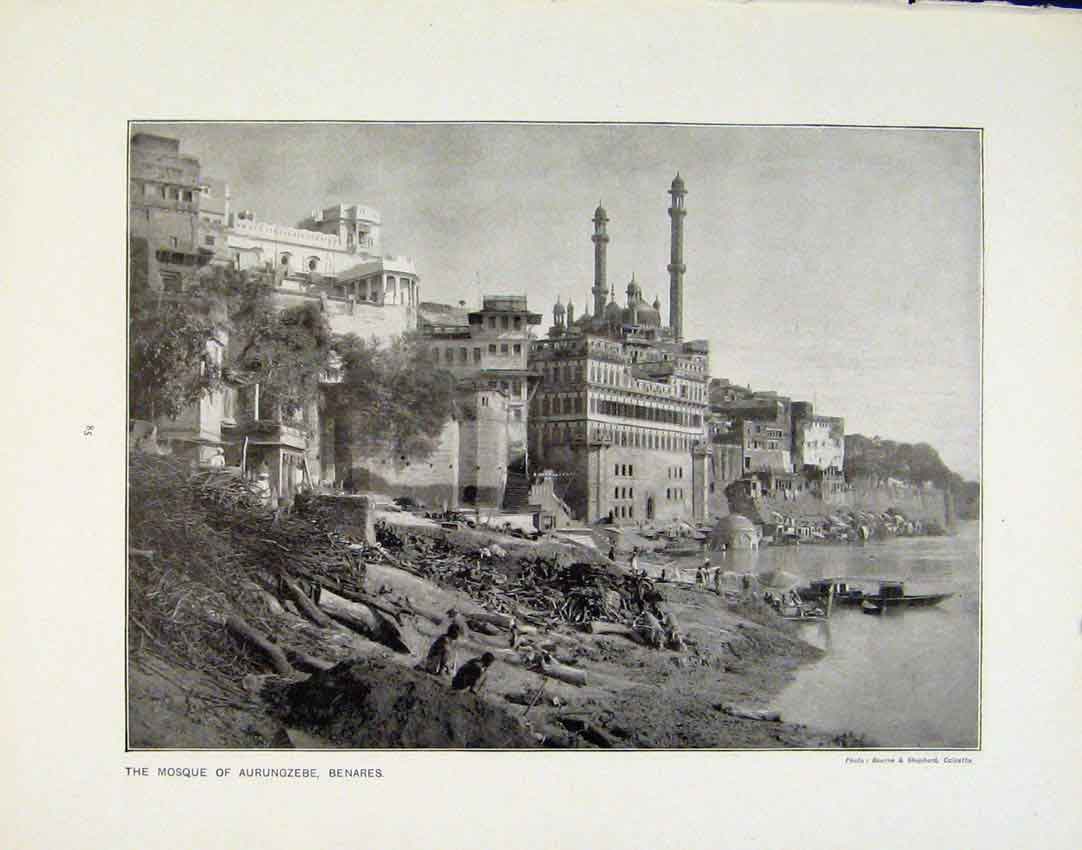 Old Antique Print Mosque Aurungzebe Benares St Johns Cathedral Antigua