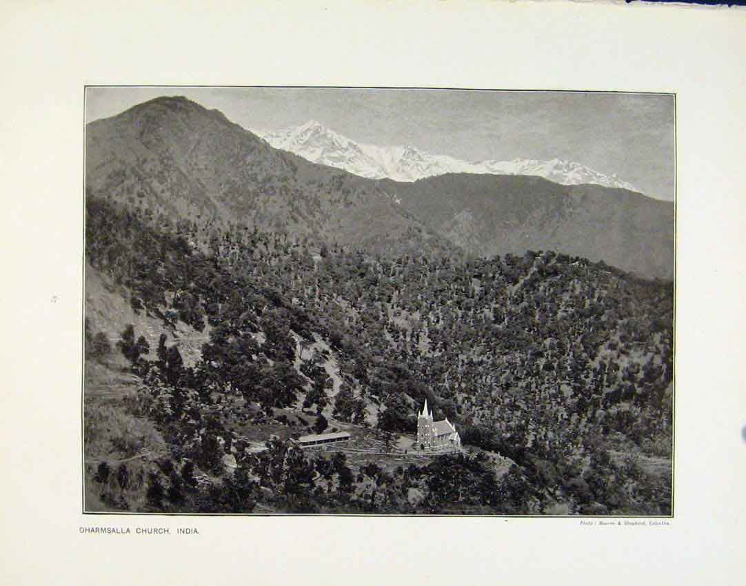 Original Old Antique Print Dharmaslla Church Inida Mahomet Buddha Photograph