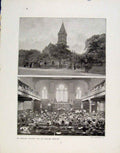 Original Old Antique Print English Church Service Ladysmith View Photo Art