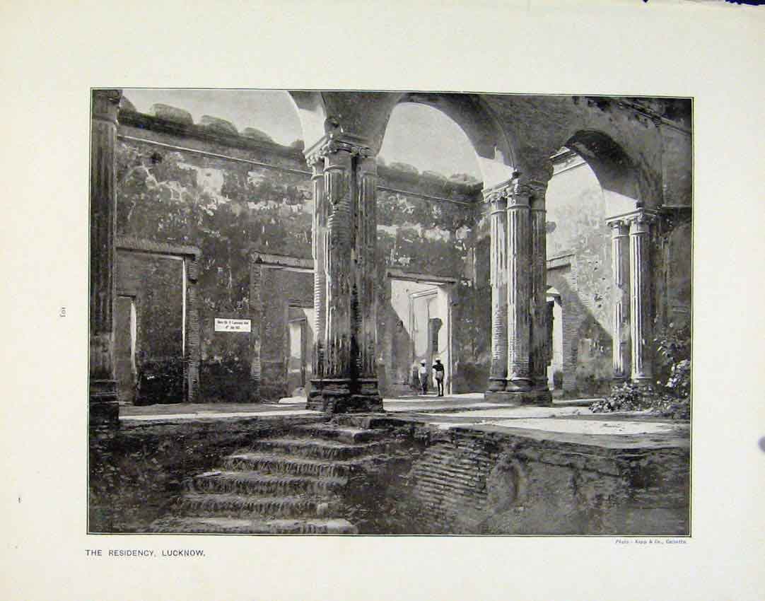 Old Antique Print Residency Lucknow Magna Charta Island Photograph C1910 0 20th
