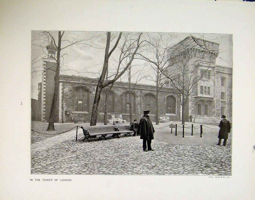 Original Old Antique Print Tower London Carnarvon Castle Photographs 0