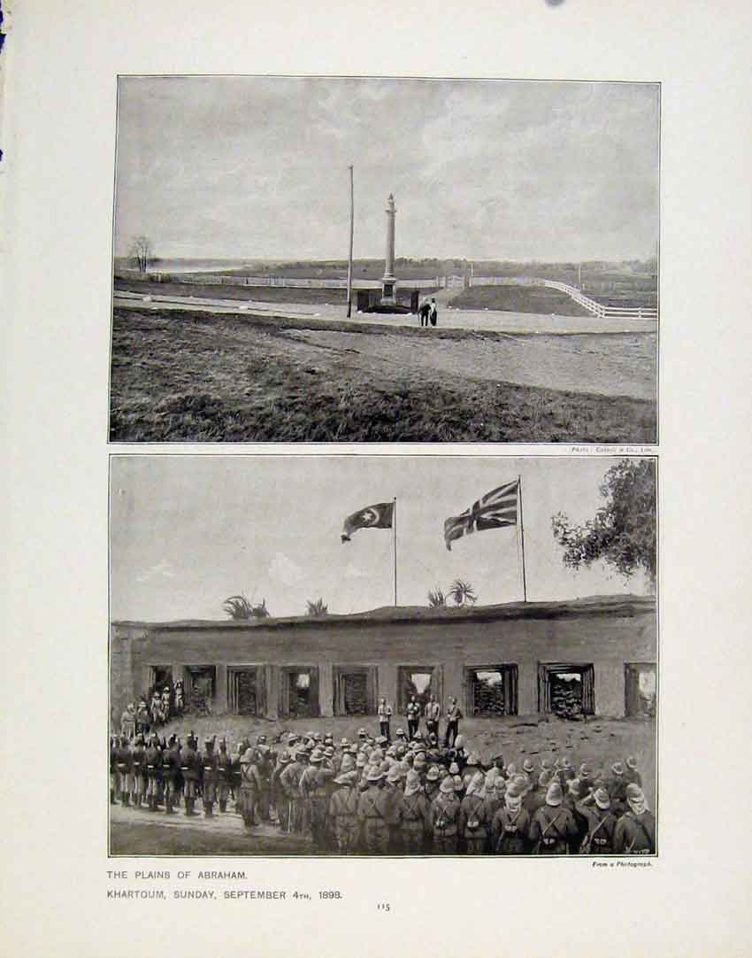 Antique Old Print Plains Abraham Khartoum Birthplace Queen Victoria Photo