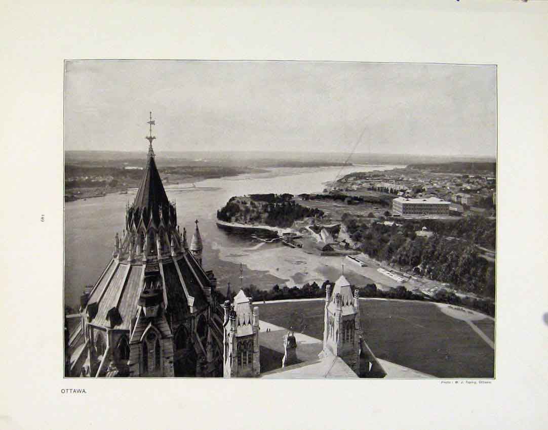 Old Antique Print Ottawa City Town Simla Aerial View Photographs C1910 20th
