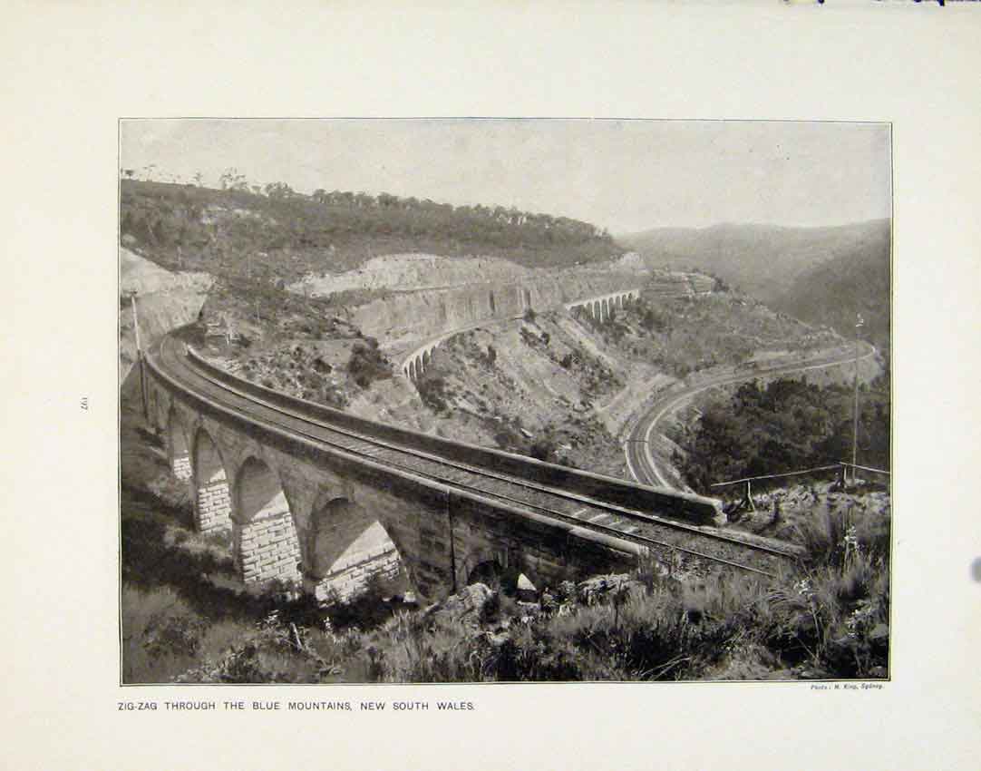 Old Antique Print Railway New South Wales Eddystone Stoney Creek Canada