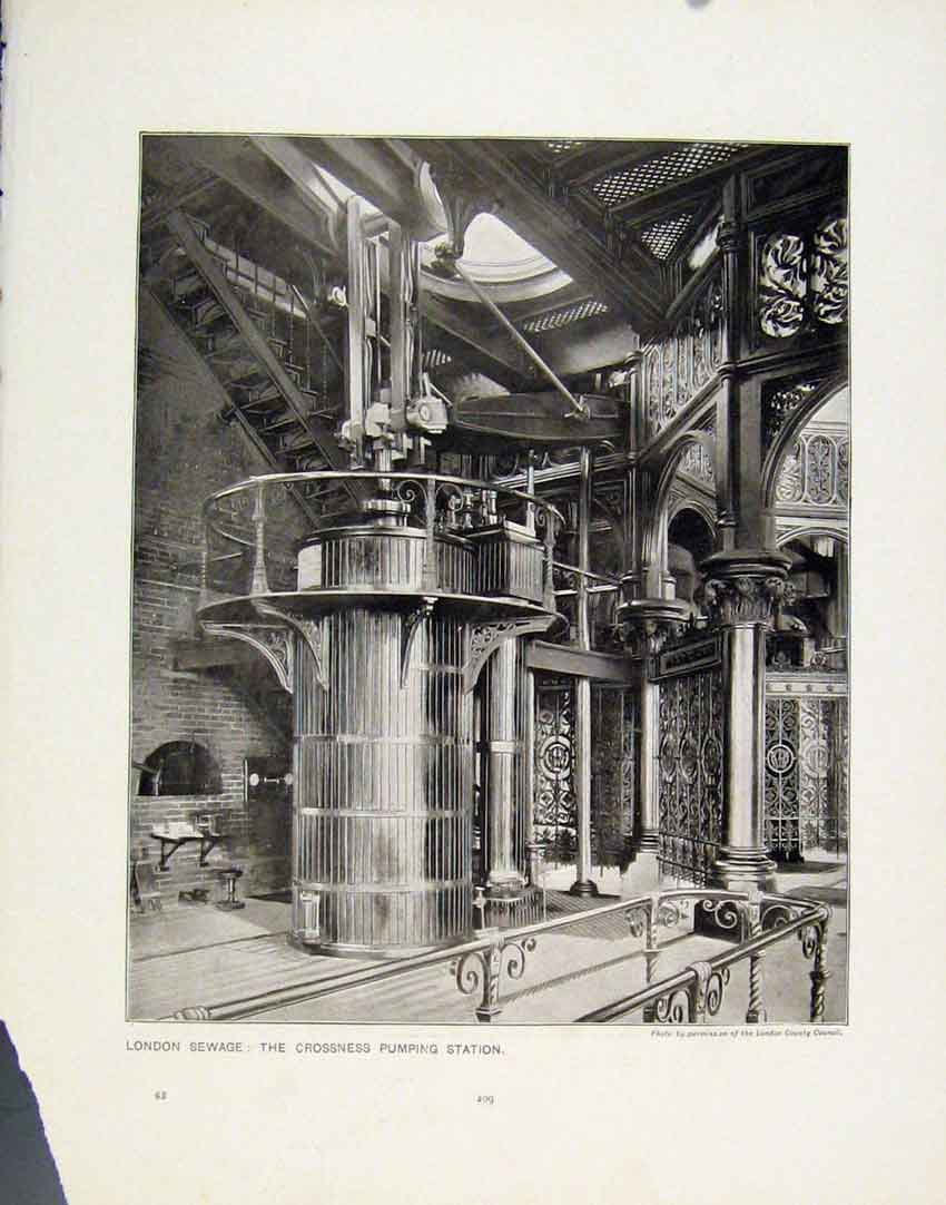 Original Old Antique Print London Sweage Pumping Station Bore New South Wales 0