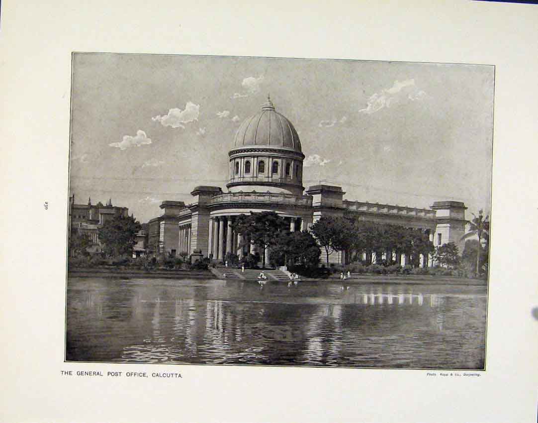 Original Old Antique Print Sorting Newspapers Post Office London Calutta Photo