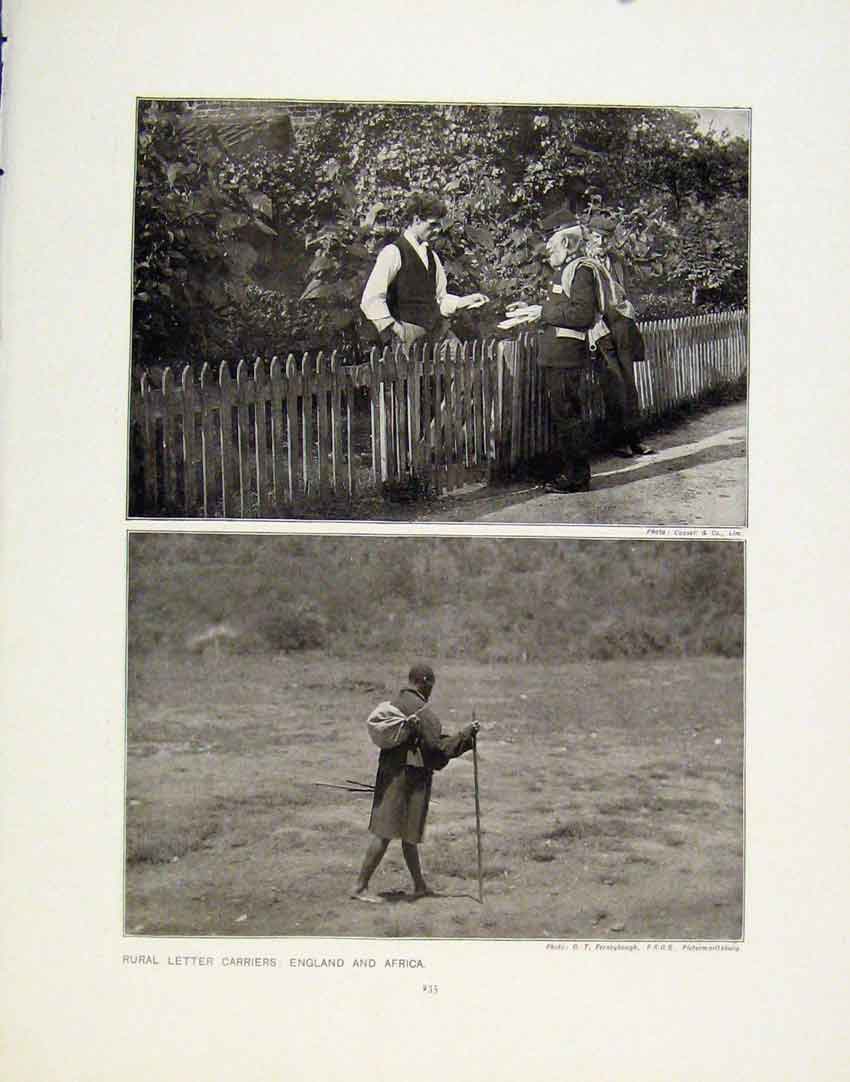 Old Antique Print Rural Letter Carriers England Africa Post Office Leeds