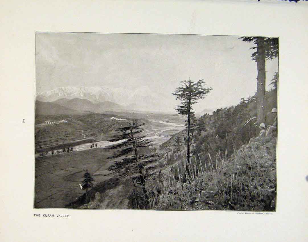 Original Old Antique Print Kuram Valley Road Thibet C1910 Photgraphs 20th