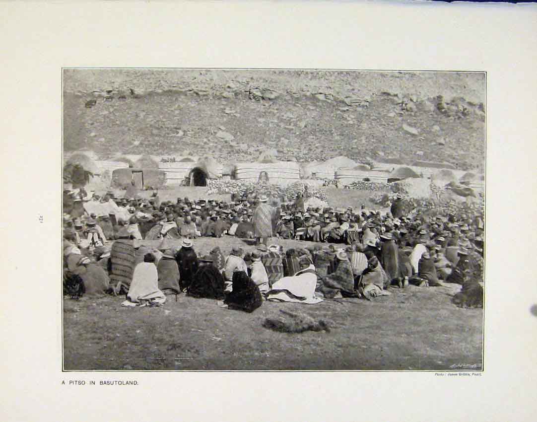 Original Old Antique Print Pitso Basutoland Charity Ball Sydney Photo 1910