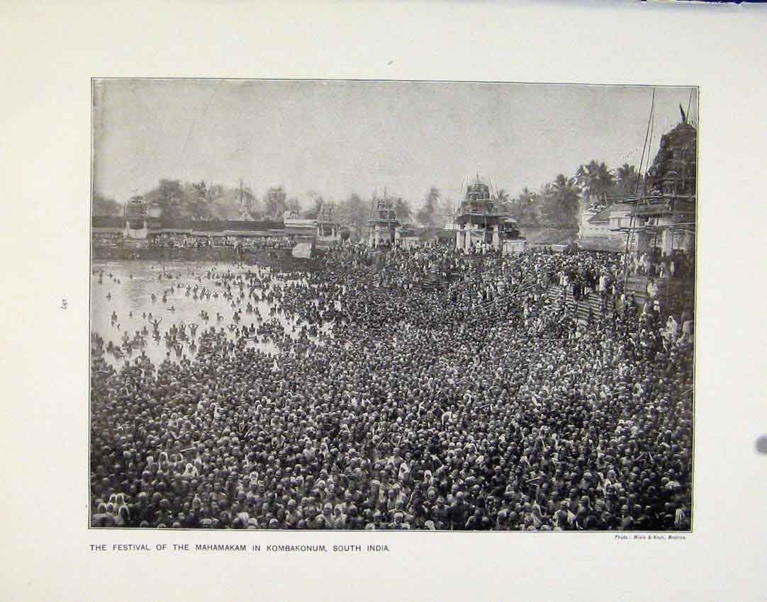 Antique Old Print Festival Mahamakam Kombakonum India Day Country England