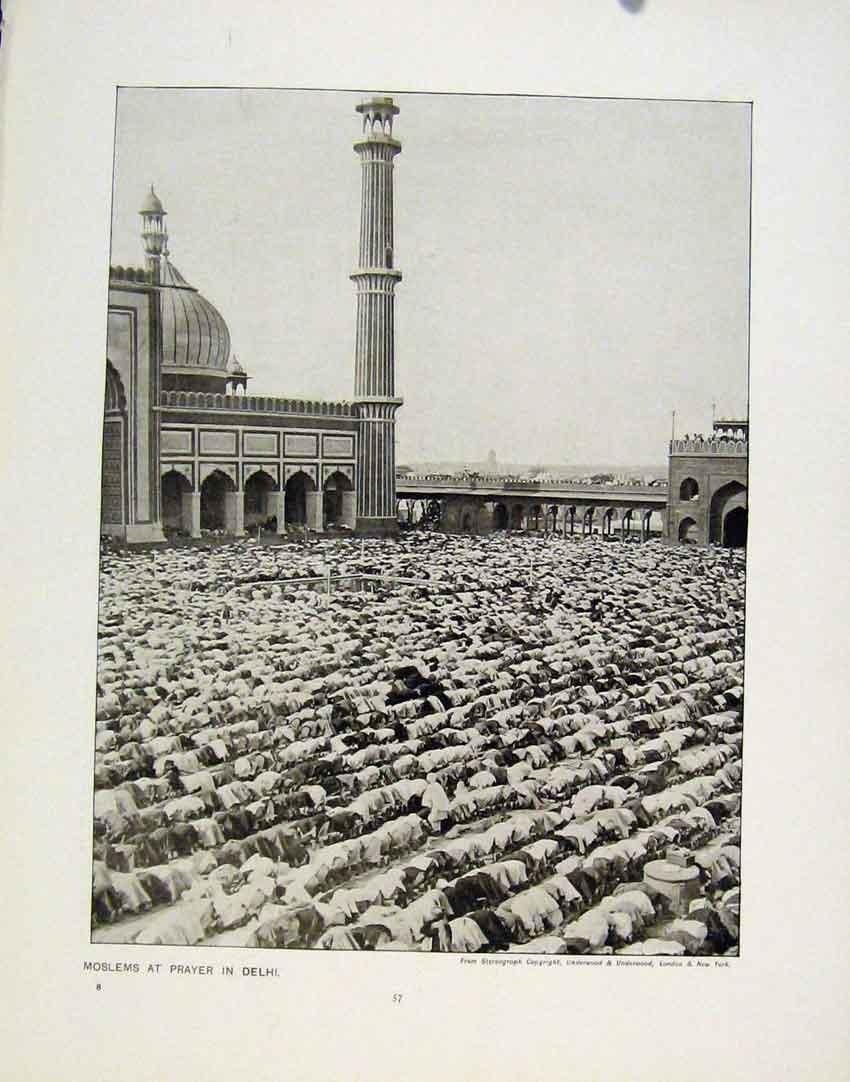Old Antique Print Moslems At Prayer Delhi Outdoor Service Hebrides Photo