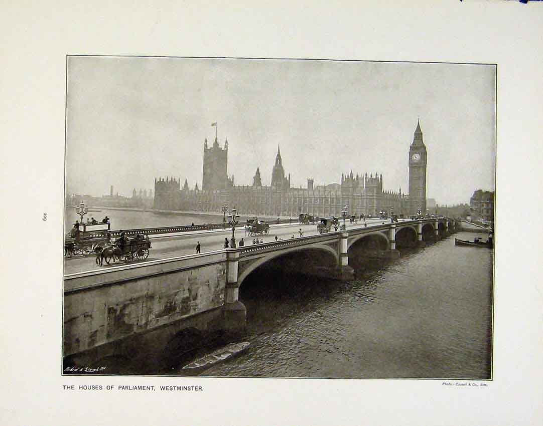 Old Antique Print Houses Parliamnet Westminster Polling Station Glasgow 0
