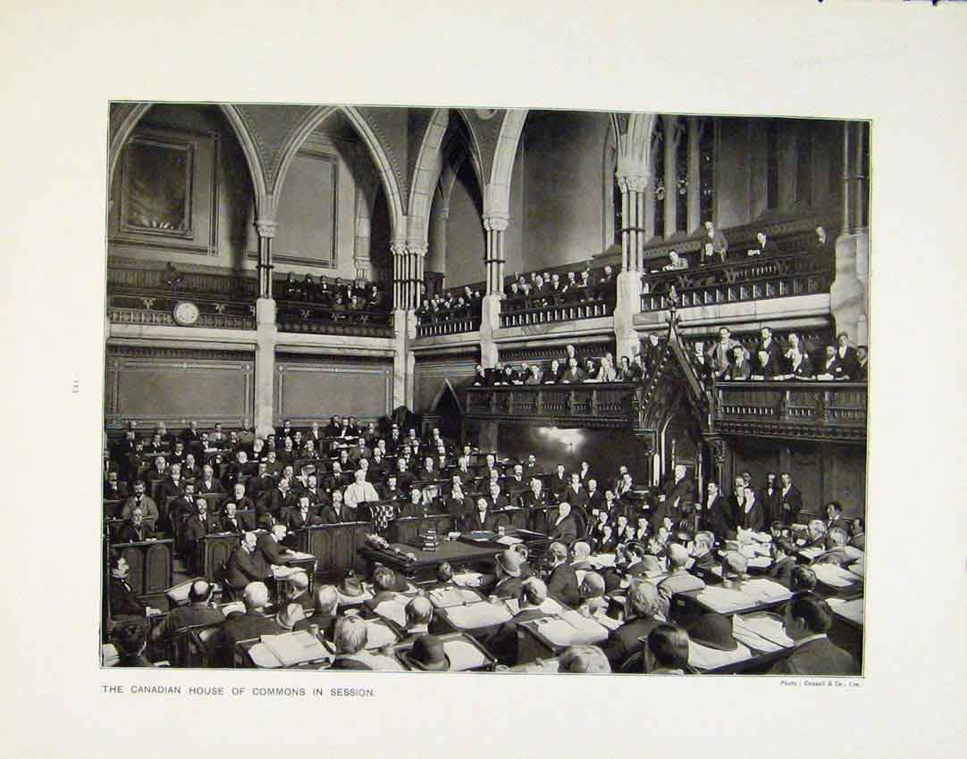 Original Old Antique Print Canadian House Commons Parliament House Cape Town