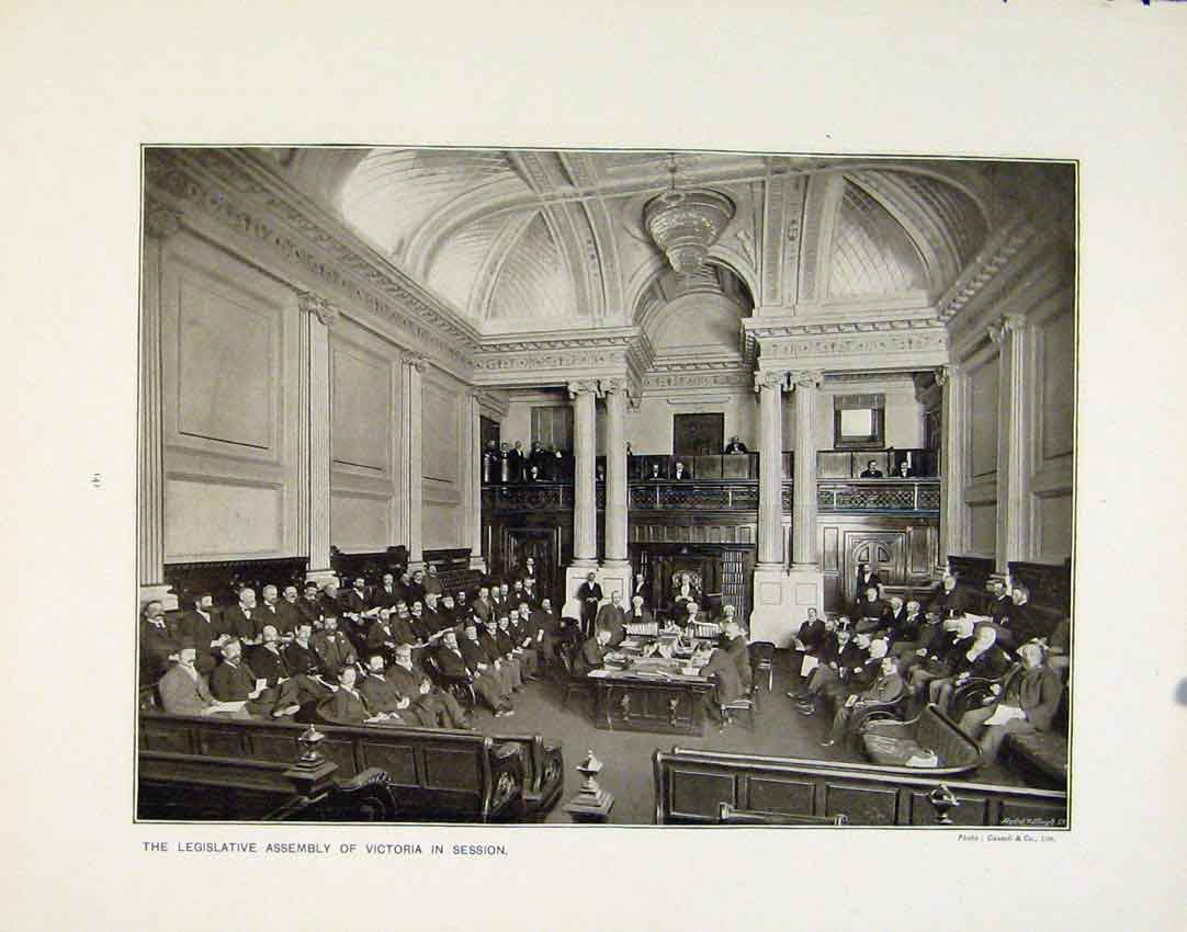 Old Antique Print Legislative Assembly Victoria Session Council Fiji Art