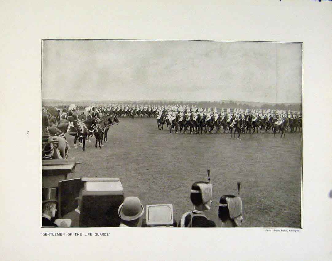 Original Old Antique Print Gentlemen Life Guards Transport Troops Southampton