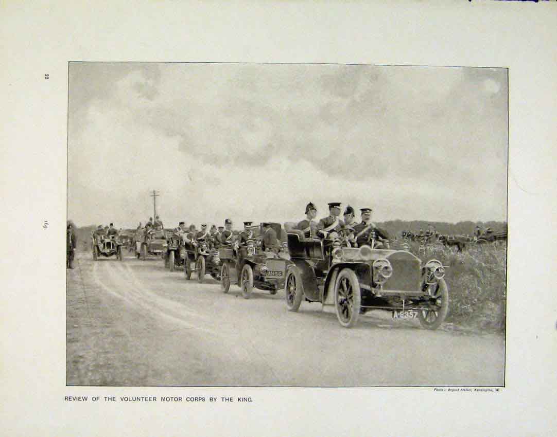 Antique Old Print Volunteer Motor Corps King Maind Street Gibraltar Photo