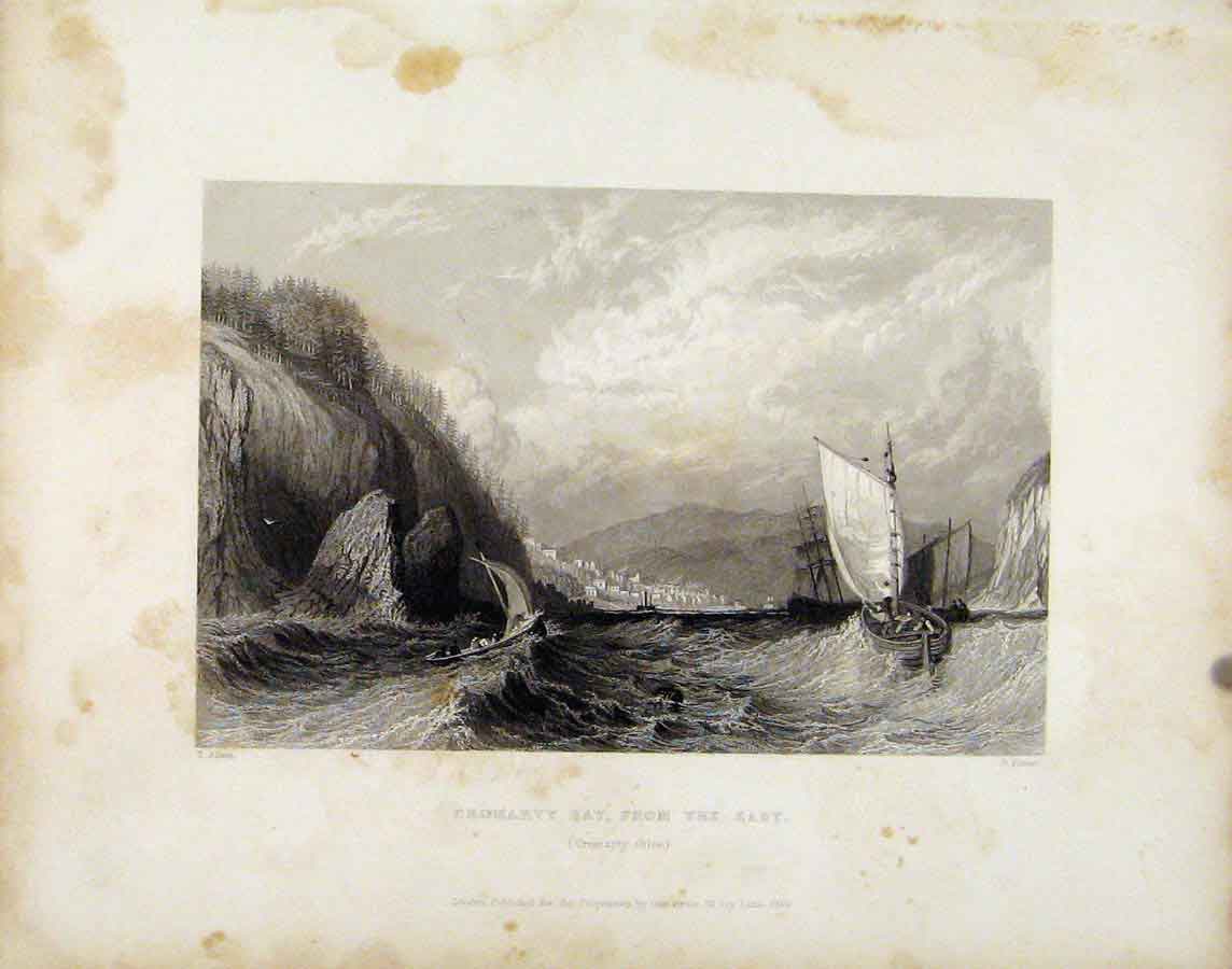 Original Old Antique Print Scotland Cromarty Bay Fine Art C1839 Art Victorian
