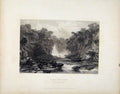 Original Old Antique Print Donniton Lynn River Clyde Scotland C1839 Victorian