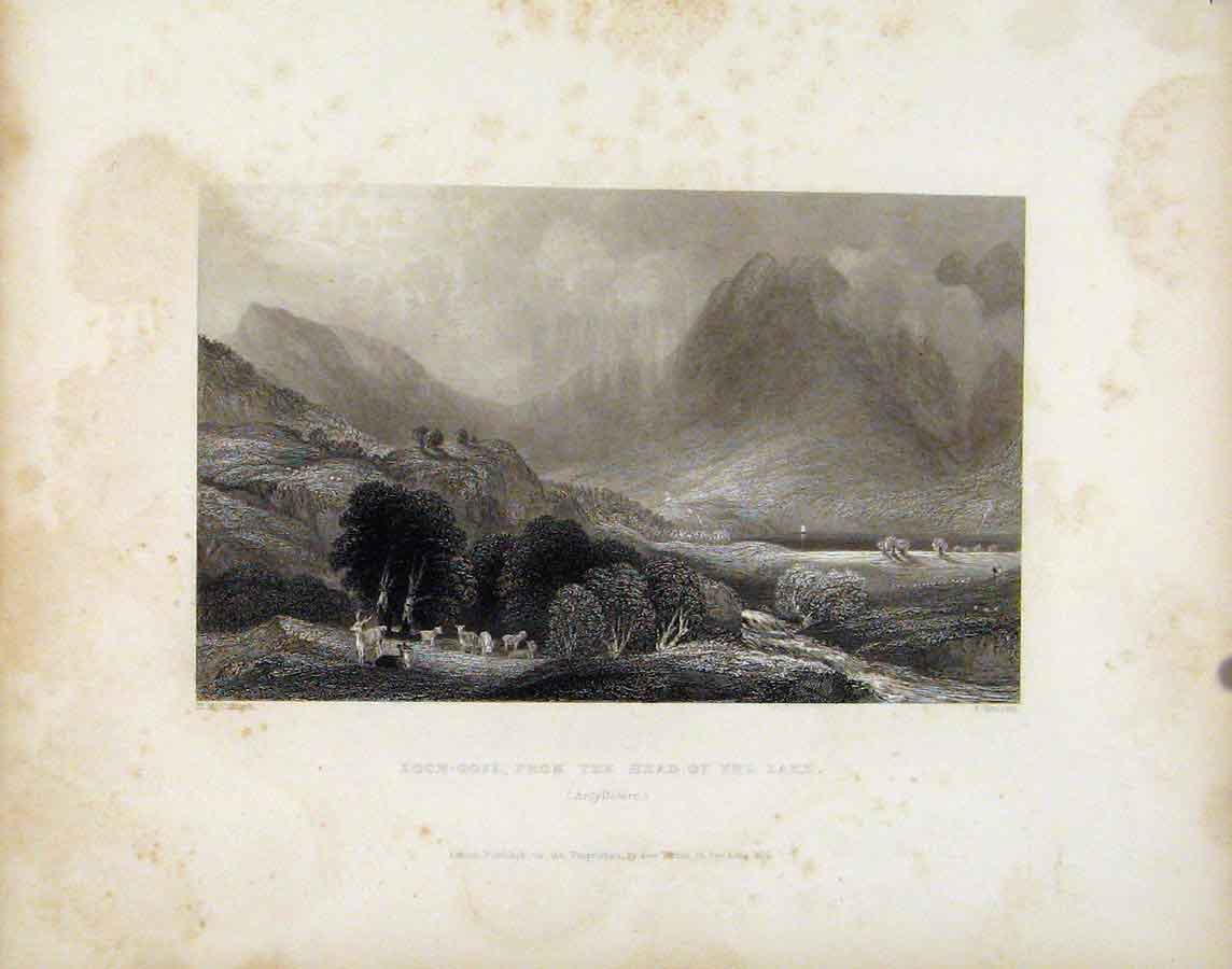 Original Old Antique Print Loch Goil Head Lake Argyilshire Scotland