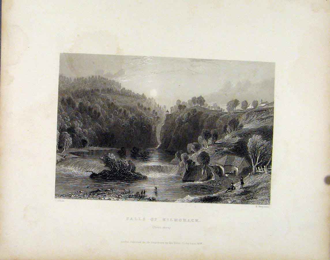 Original Old Antique Print Falls Kilmorack Rossshire Scotland C1839 Victorian