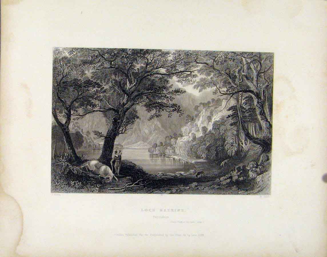 Original Old Antique Print Loch Katrine Perthsire C1839 Scotland 19th