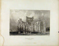 Original Old Antique Print C1839 Melrose Abbey Roxburghshire Scotland Victorian