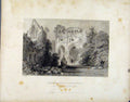 Original Old Antique Print Dryburg Abbey Roxburgshire Walter Scott Burial Palce